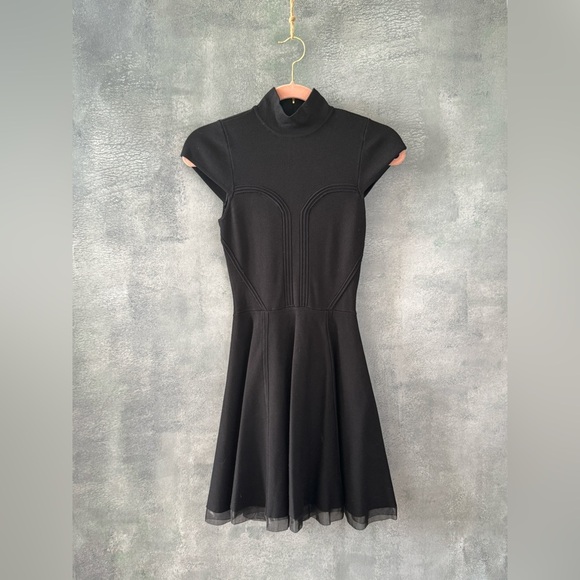 Marciano Dresses & Skirts - Marciano a-line dress with high neck and capped sleeves - mini dress like new
